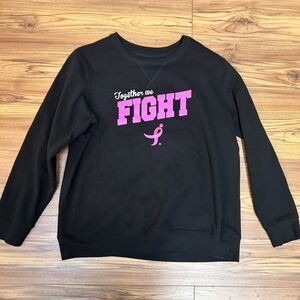 Susan G Komen Sweatshirt Women XL 16/18 Black Pink Ribbon Fight Crewneck